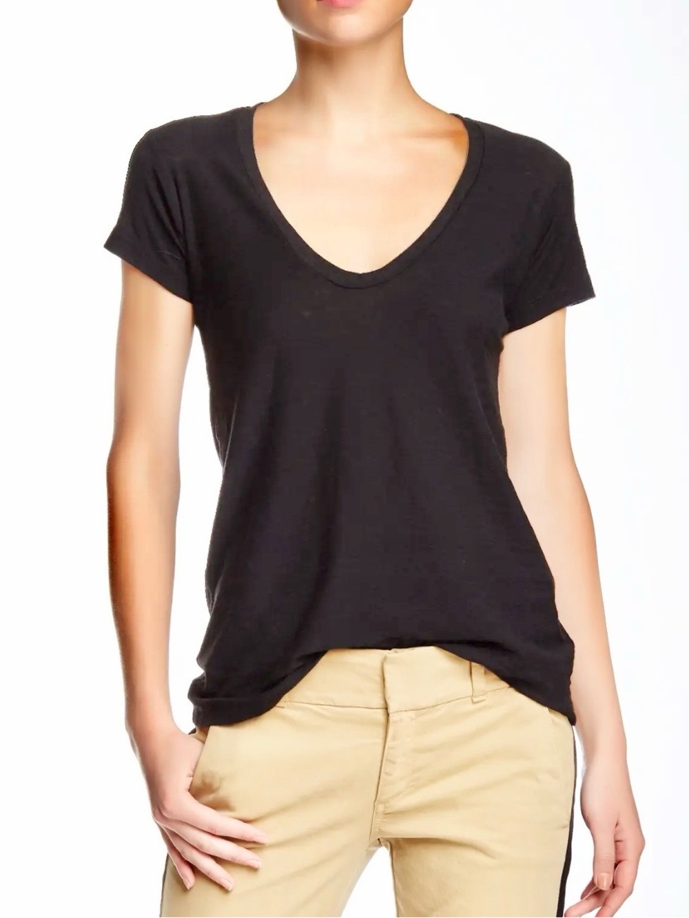 James Perse deep rounded v-neck tee, size 1 (S)